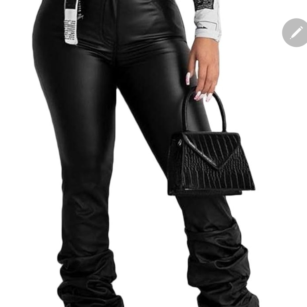 Sleek Black Faux Leather Skinny Pants